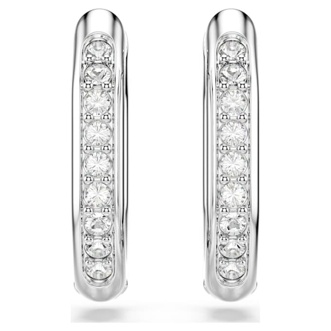Pendientes de aro Dextera, forma octogonal, corte redondo, pequeños, blancos, chapados en rodio Pendientes de aro Dextera, forma octogonal, corte redondo, pequeños, blancos, chapados en rodio