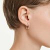 Pendientes de aro Dextera, forma octogonal, talla redonda, pequeños, blancos, chapados en tono oro rosa Pendientes de aro Dextera, forma octogonal, talla redonda, pequeños, blancos, chapados en tono oro rosa