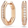 Pendientes de aro Dextera, forma octogonal, talla redonda, pequeños, blancos, chapados en tono oro rosa Pendientes de aro Dextera, forma octogonal, talla redonda, pequeños, blancos, chapados en tono oro rosa