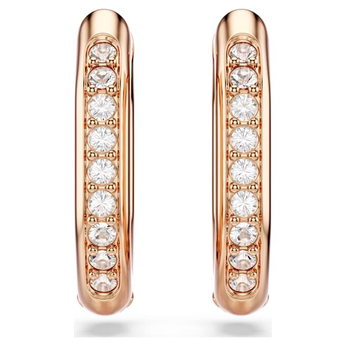 Pendientes de aro Dextera, forma octogonal, talla redonda, pequeños, blancos, chapados en tono oro rosa Pendientes de aro Dextera, forma octogonal, talla redonda, pequeños, blancos, chapados en tono oro rosa