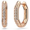 Pendientes de aro Dextera, forma octogonal, talla redonda, pequeños, blancos, chapados en tono oro rosa Pendientes de aro Dextera, forma octogonal, talla redonda, pequeños, blancos, chapados en tono oro rosa