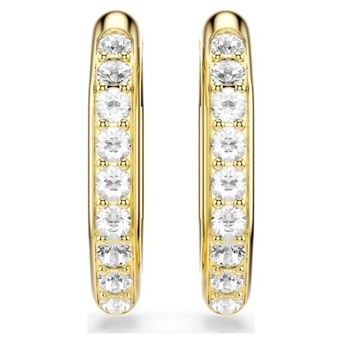 Pendientes de aro Dextera, forma octogonal, talla redonda, tamaño mediano, blancos, chapados en tono dorado Pendientes de aro Dextera, forma octogonal, talla redonda, tamaño mediano, blancos, chapados en tono dorado