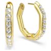 Pendientes de aro Dextera, forma octogonal, talla redonda, tamaño mediano, blancos, chapados en tono dorado Pendientes de aro Dextera, forma octogonal, talla redonda, tamaño mediano, blancos, chapados en tono dorado