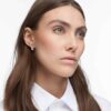 Pendientes de aro Dextera pequeños, blancos, chapados en rodio Pendientes de aro Dextera pequeños, blancos, chapados en rodio