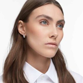 Pendientes de aro Dextera pequeños, blancos, chapados en rodio Pendientes de aro Dextera pequeños, blancos, chapados en rodio