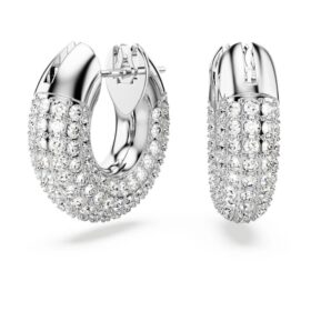 Pendientes de aro Dextera pequeños, blancos, chapados en rodio Pendientes de aro Dextera pequeños, blancos, chapados en rodio