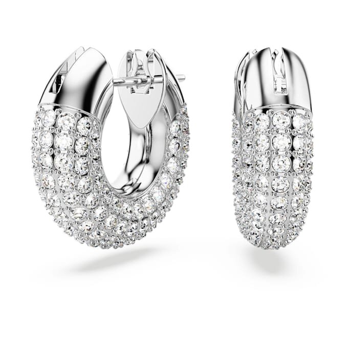 Pendientes de aro Dextera pequeños, blancos, chapados en rodio Pendientes de aro Dextera pequeños, blancos, chapados en rodio