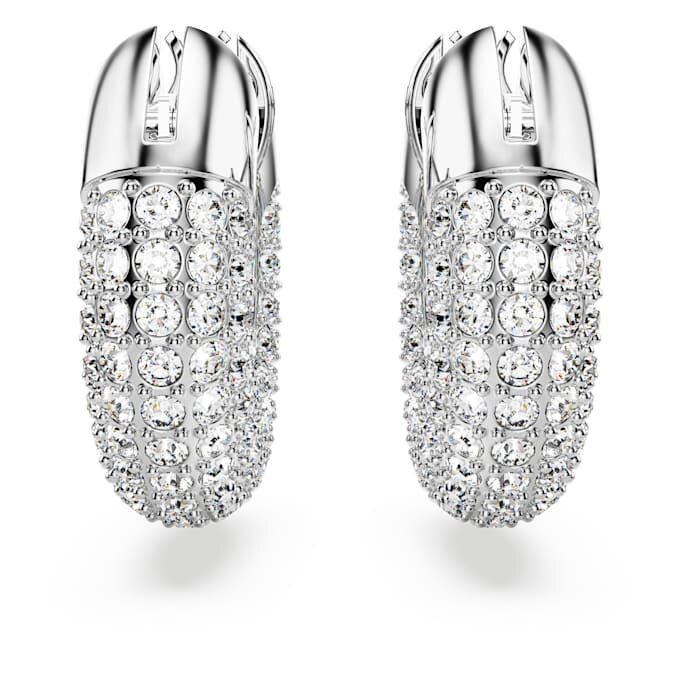 Pendientes de aro Dextera pequeños, blancos, chapados en rodio Pendientes de aro Dextera pequeños, blancos, chapados en rodio