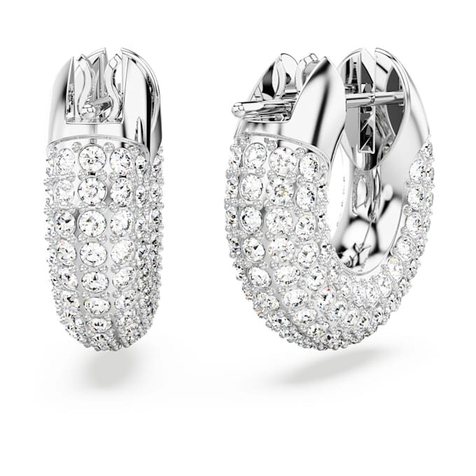 Pendientes de aro Dextera pequeños, blancos, chapados en rodio Pendientes de aro Dextera pequeños, blancos, chapados en rodio
