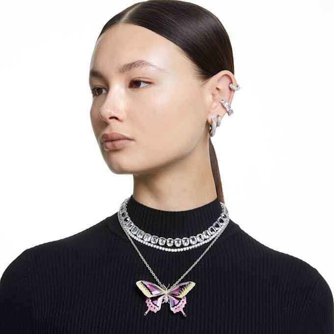Pendientes de aro Dextera pequeños, blancos, chapados en rodio Pendientes de aro Dextera pequeños, blancos, chapados en rodio