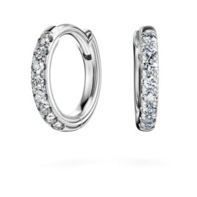Pendientes de aro «Eternity» con diamantes cultivados en laboratorio, 0,1 quilates en total, forma redonda, pequeños, oro blanco de 14 quilates Pendientes de aro «Eternity» con diamantes cultivados en laboratorio, 0,1 quilates en total, forma redonda, pequeños, oro blanco de 14 quilates