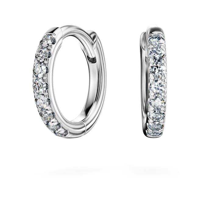 Pendientes de aro «Eternity» con diamantes cultivados en laboratorio, 0,1 quilates en total, forma redonda, pequeños, oro blanco de 14 quilates Pendientes de aro «Eternity» con diamantes cultivados en laboratorio, 0,1 quilates en total, forma redonda, pequeños, oro blanco de 14 quilates