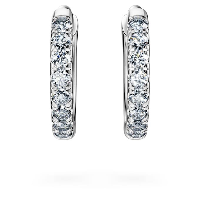 Pendientes de aro «Eternity» con diamantes cultivados en laboratorio, 0,1 quilates en total, forma redonda, pequeños, oro blanco de 14 quilates Pendientes de aro «Eternity» con diamantes cultivados en laboratorio, 0,1 quilates en total, forma redonda, pequeños, oro blanco de 14 quilates