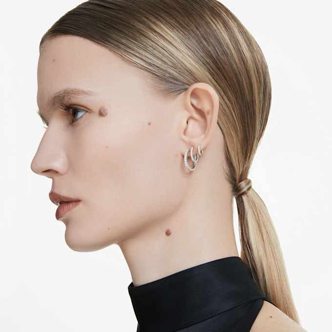 Pendientes de aro «Eternity» con diamantes cultivados en laboratorio, 0,1 quilates en total, forma redonda, pequeños, oro blanco de 14 quilates Pendientes de aro «Eternity» con diamantes cultivados en laboratorio, 0,1 quilates en total, forma redonda, pequeños, oro blanco de 14 quilates