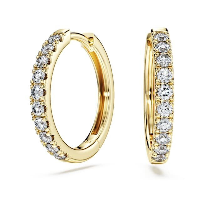 Pendientes de aro «Eternity» con diamantes cultivados en laboratorio, 0,5 ct en total, forma redonda, oro amarillo de 14K Pendientes de aro «Eternity» con diamantes cultivados en laboratorio, 0,5 ct en total, forma redonda, oro amarillo de 14K