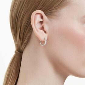 Pendientes de aro «Eternity» con diamantes cultivados en laboratorio, 0,56 ct en total, forma redonda, plata de ley