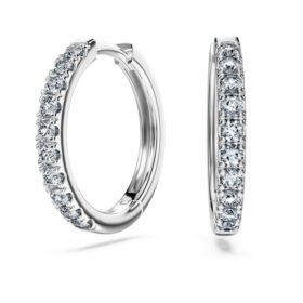 Pendientes de aro «Eternity» con diamantes cultivados en laboratorio, 0,56 ct en total, forma redonda, plata de ley