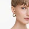 Pendientes de aro Gema con cortes variados, multicolores y chapados en tono dorado Pendientes de aro Gema con cortes variados, multicolores y chapados en tono dorado