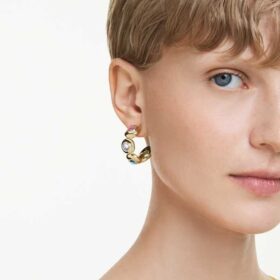 Pendientes de aro Gema con cortes variados, multicolores y chapados en tono dorado Pendientes de aro Gema con cortes variados, multicolores y chapados en tono dorado