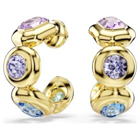 Pendientes de aro Gema con cortes variados, multicolores y chapados en tono dorado Pendientes de aro Gema con cortes variados, multicolores y chapados en tono dorado