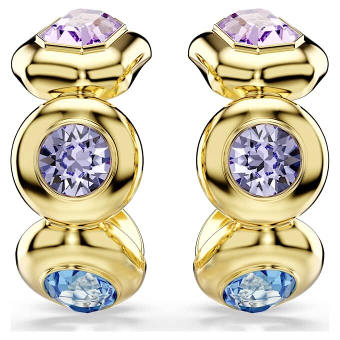 Pendientes de aro Gema con cortes variados, multicolores y chapados en tono dorado Pendientes de aro Gema con cortes variados, multicolores y chapados en tono dorado