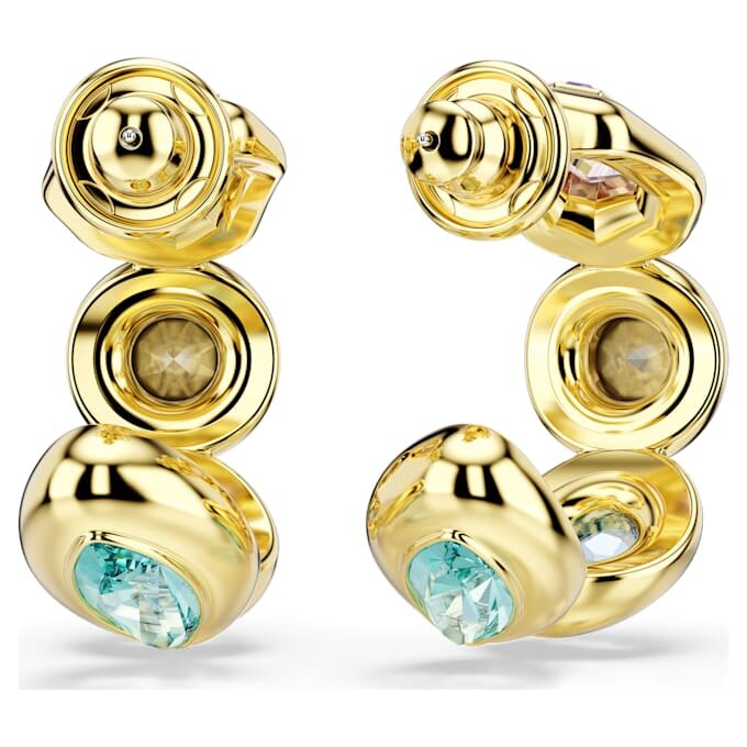 Pendientes de aro Gema con cortes variados, multicolores y chapados en tono dorado Pendientes de aro Gema con cortes variados, multicolores y chapados en tono dorado