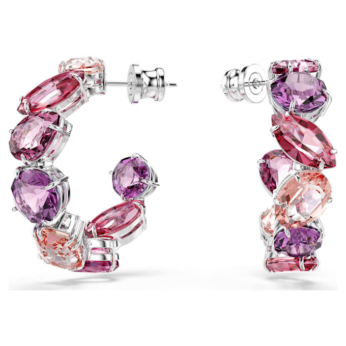 Pendientes de aro Gema en rosa, chapados en rodio Pendientes de aro Gema en rosa, chapados en rodio