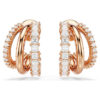 Pendientes de aro «Hyperbola» con cortes mixtos, mini, blancos, chapados en tono oro rosa Pendientes de aro «Hyperbola» con cortes mixtos, mini, blancos, chapados en tono oro rosa