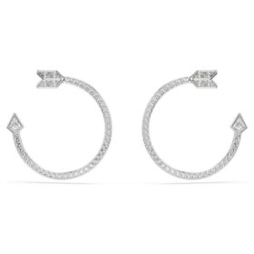 Pendientes de aro Idyllia con cortes variados, forma de flecha, blancos, chapados en rodio Pendientes de aro Idyllia con cortes variados, forma de flecha, blancos, chapados en rodio