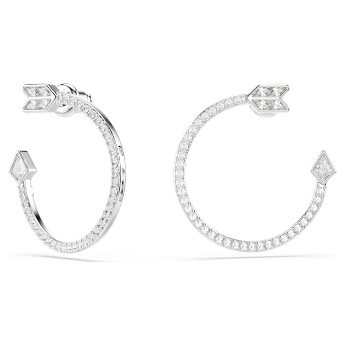 Pendientes de aro Idyllia con cortes variados, forma de flecha, blancos, chapados en rodio Pendientes de aro Idyllia con cortes variados, forma de flecha, blancos, chapados en rodio