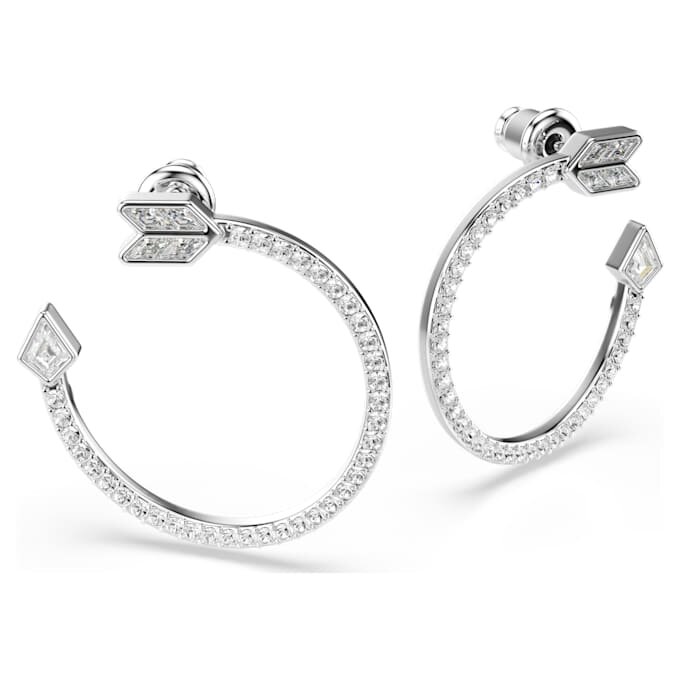 Pendientes de aro Idyllia con cortes variados, forma de flecha, blancos, chapados en rodio Pendientes de aro Idyllia con cortes variados, forma de flecha, blancos, chapados en rodio