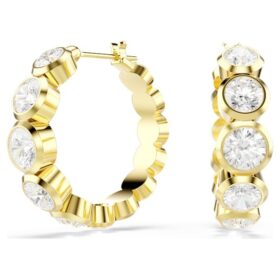 Pendientes de aro Imber, corte redondo, blancos, chapados en tono dorado Pendientes de aro Imber, corte redondo, blancos, chapados en tono dorado