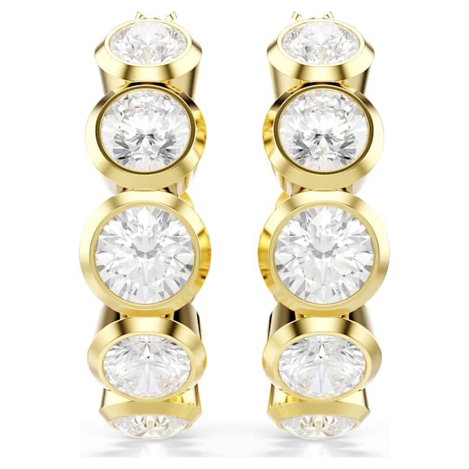 Pendientes de aro Imber, corte redondo, blancos, chapados en tono dorado Pendientes de aro Imber, corte redondo, blancos, chapados en tono dorado