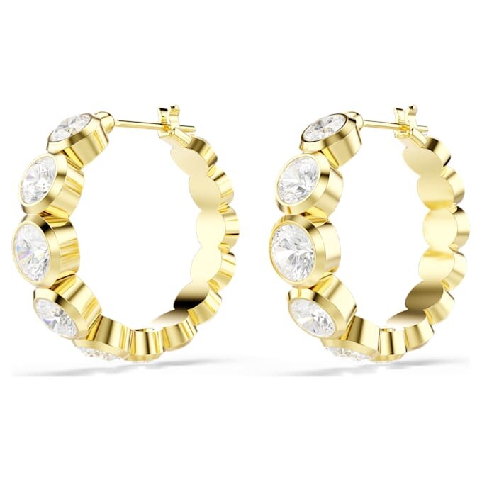 Pendientes de aro Imber, corte redondo, blancos, chapados en tono dorado Pendientes de aro Imber, corte redondo, blancos, chapados en tono dorado
