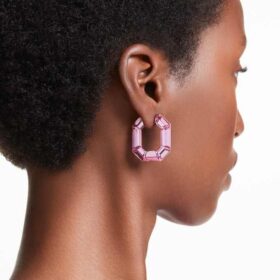 Pendientes de aro Lucent con forma octogonal, pequeños, rosa Pendientes de aro Lucent con forma octogonal, pequeños, rosa