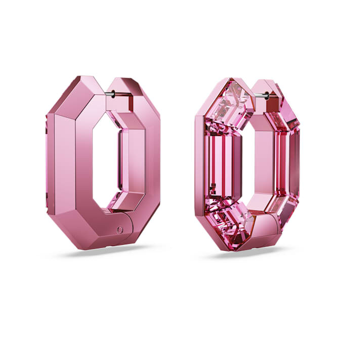 Pendientes de aro Lucent con forma octogonal, pequeños, rosa Pendientes de aro Lucent con forma octogonal, pequeños, rosa