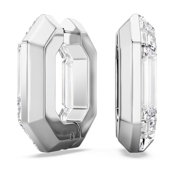 Pendientes de aro Lucent, forma octogonal, pequeños, blancos Pendientes de aro Lucent, forma octogonal, pequeños, blancos