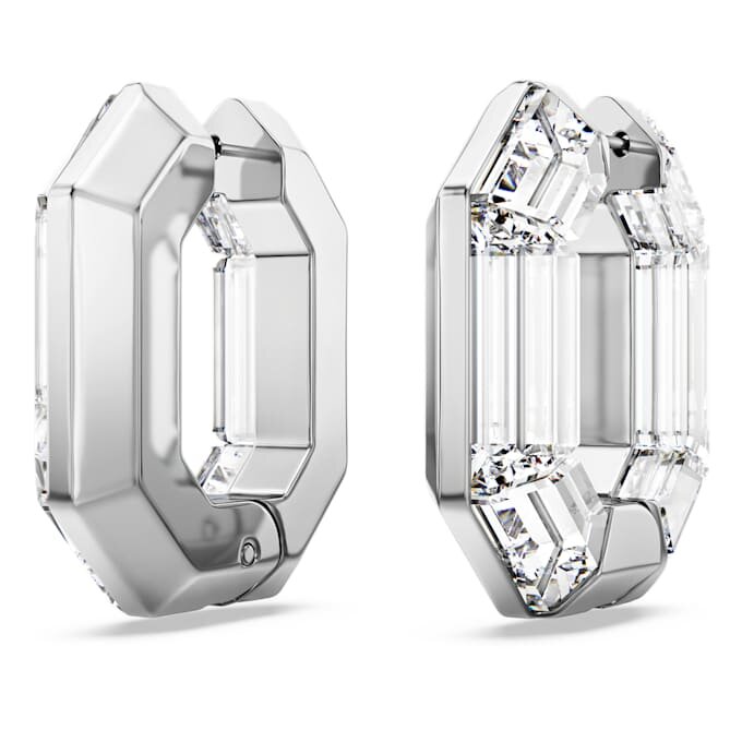 Pendientes de aro Lucent, forma octogonal, pequeños, blancos Pendientes de aro Lucent, forma octogonal, pequeños, blancos