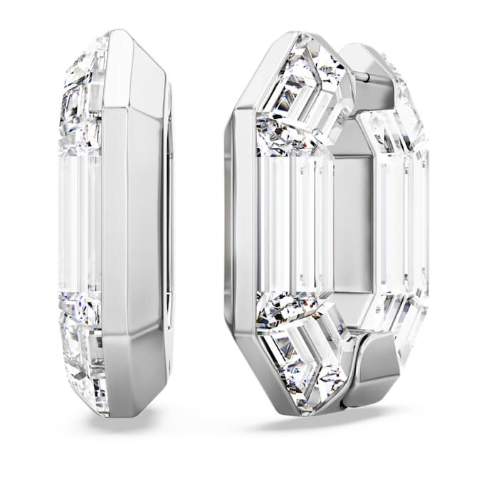 Pendientes de aro Lucent, forma octogonal, pequeños, blancos Pendientes de aro Lucent, forma octogonal, pequeños, blancos