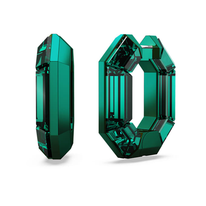 Pendientes de aro Lucent, forma octogonal, pequeños, verdes Pendientes de aro Lucent, forma octogonal, pequeños, verdes