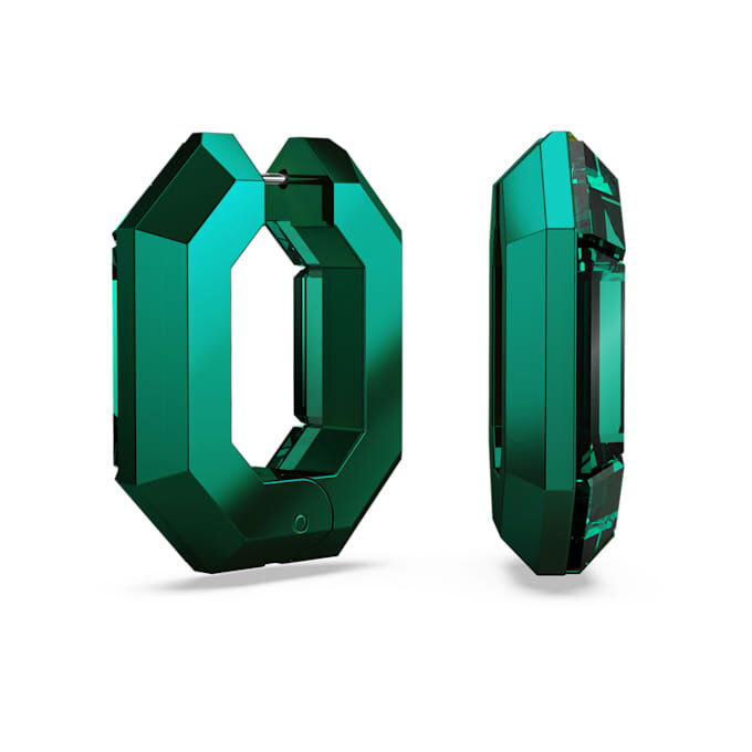 Pendientes de aro Lucent, forma octogonal, pequeños, verdes Pendientes de aro Lucent, forma octogonal, pequeños, verdes