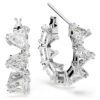 Pendientes de aro Matrix blancos, chapados en rodio Pendientes de aro Matrix blancos, chapados en rodio