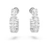 Pendientes de aro Matrix con corte baguette, en forma de corazón, pequeños, blancos, chapados en rodio