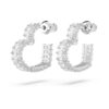 Pendientes de aro Matrix con corte baguette, en forma de corazón, pequeños, blancos, chapados en rodio