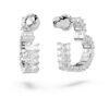 Pendientes de aro Matrix con corte baguette, en forma de corazón, pequeños, blancos, chapados en rodio