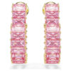 Pendientes de aro Matrix con corte baguette, forma de corazón, pequeños, rosa, chapados en tono dorado