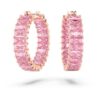 Pendientes de aro Matrix con corte baguette, rosa, chapados en tono oro rosa