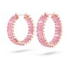 Pendientes de aro Matrix con corte baguette, rosa, chapados en tono oro rosa