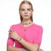 Pendientes de aro Matrix con corte baguette, rosa, chapados en tono oro rosa