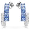 Pendientes de aro Matrix con cortes mixtos, azules, chapados en rodio Pendientes de aro Matrix con cortes mixtos, azules, chapados en rodio